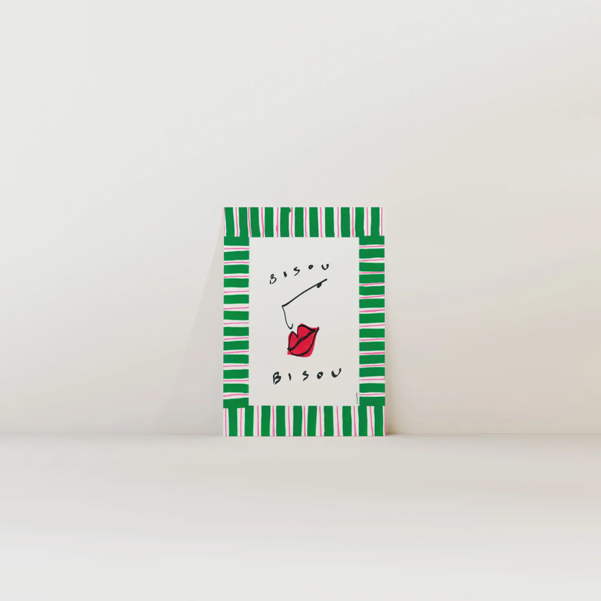 Affiche A3 Bisous Acrylic Edition - Green Striped - Image 2
