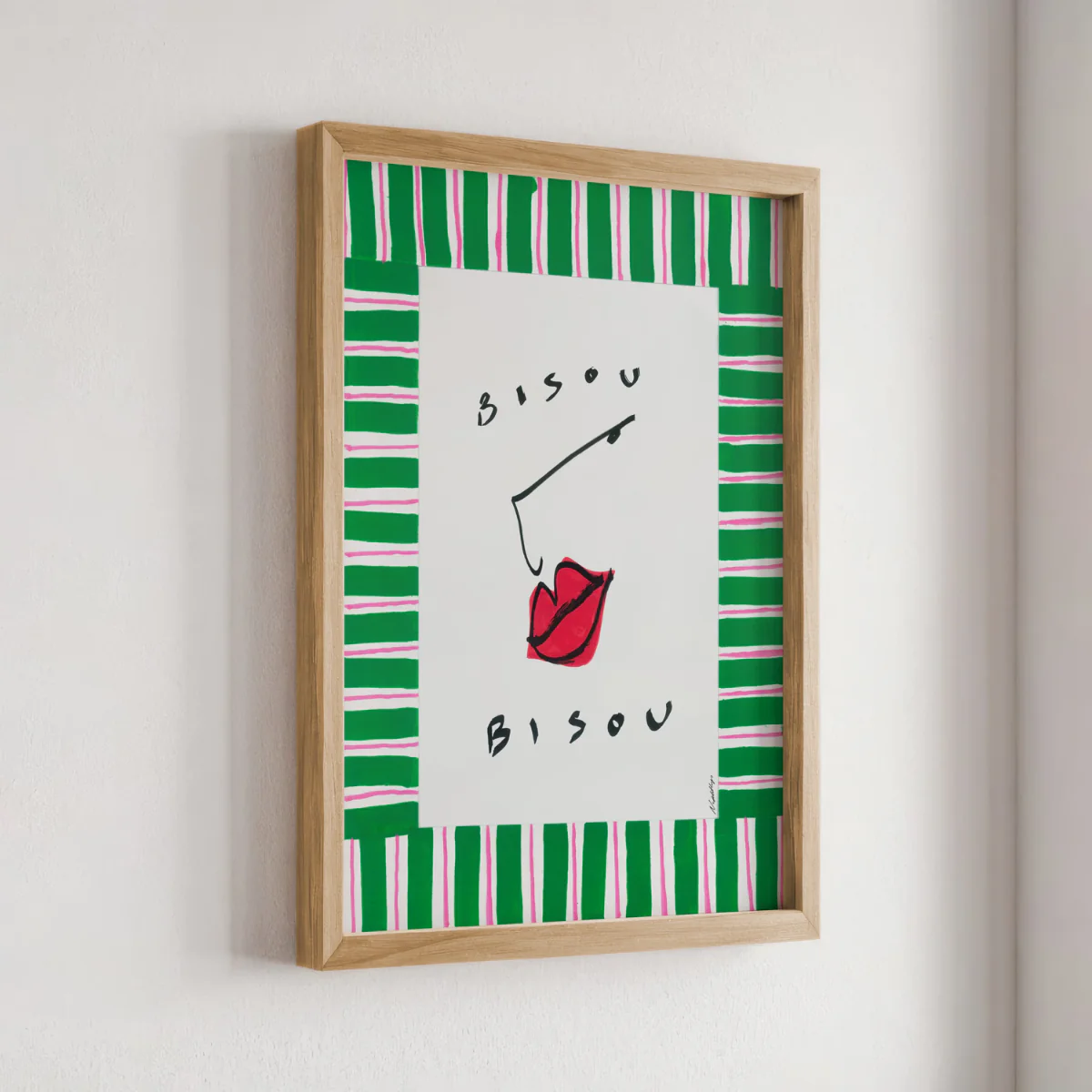 Affiche A3 Bisous Acrylic Edition - Green Striped - Image 3