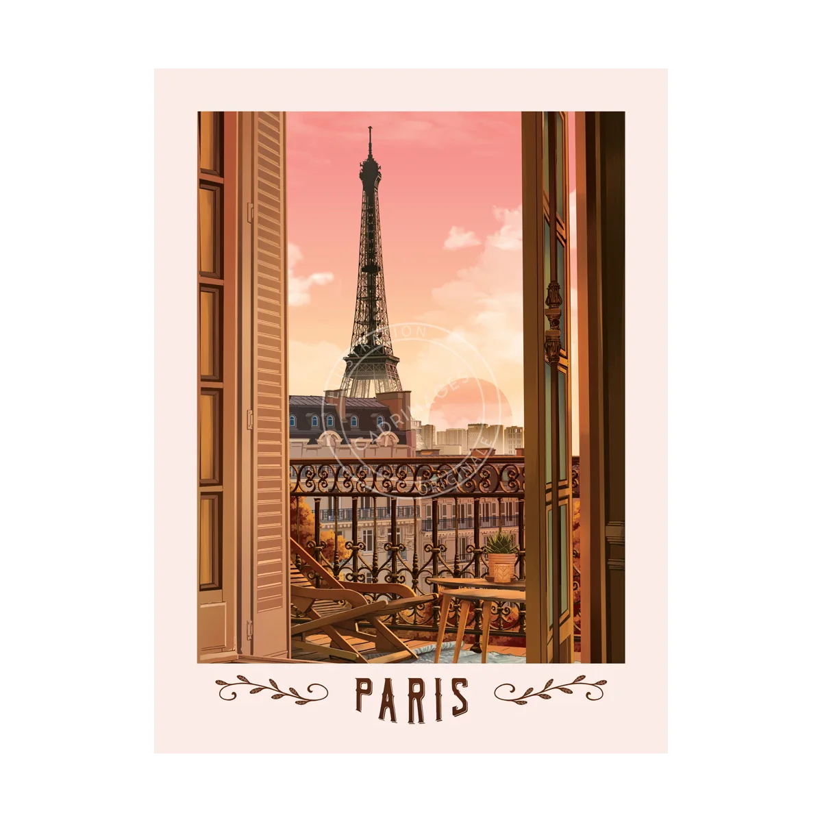 Affiche Paris - Tour Eiffel depuis le balcon