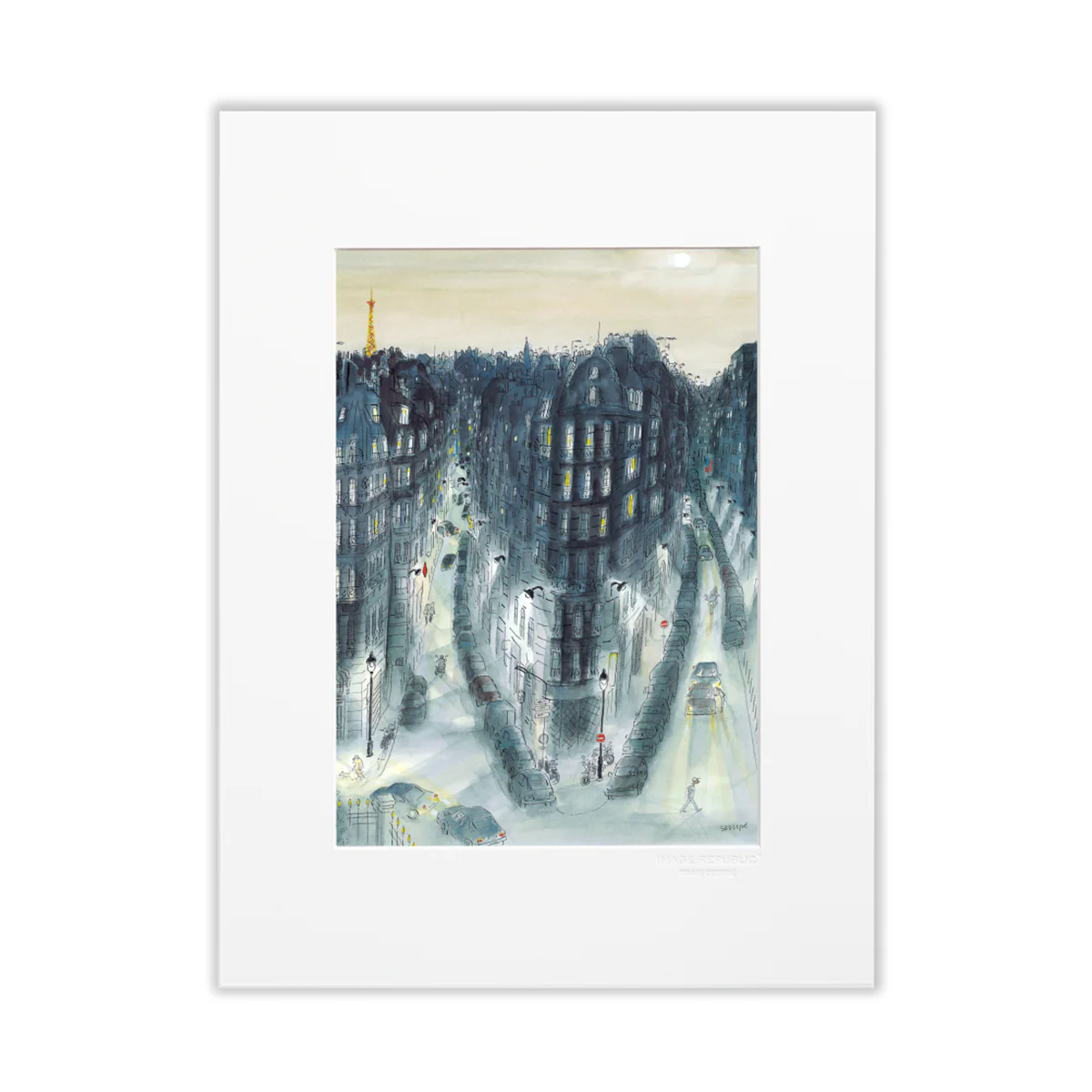 Affiche Sempé Quartier Nuit - 30 x 40 cm