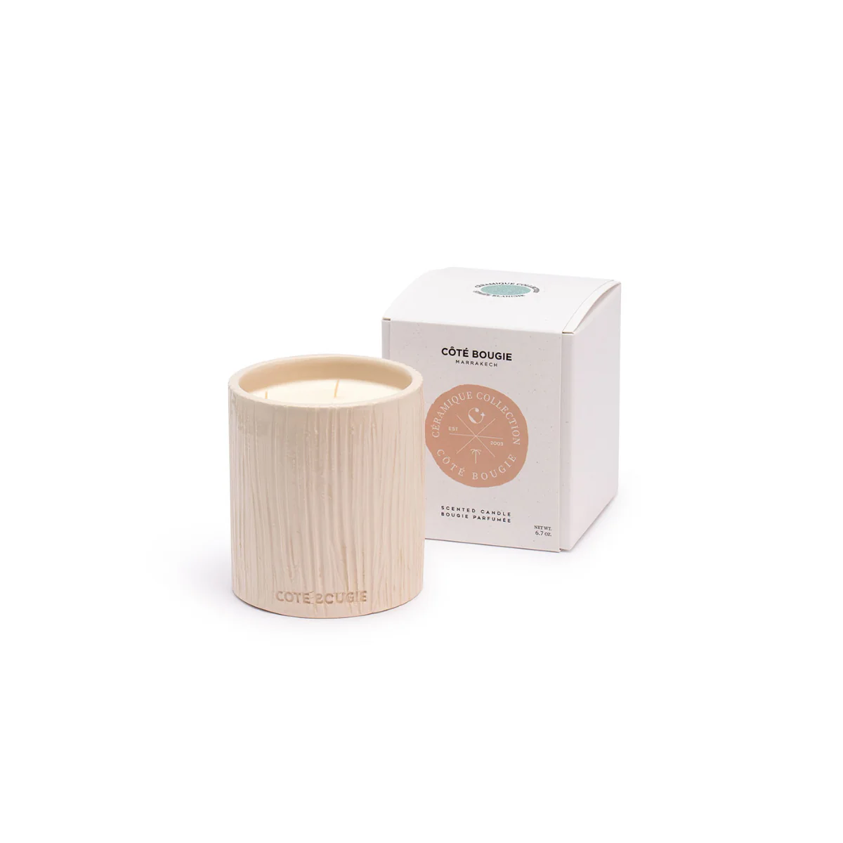 Bougie Céramique Striée Fleur d'Oranger - White