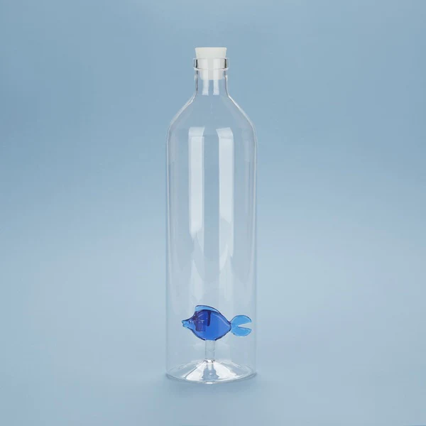 Bouteille Atlantis Blue fish en verre borosilicate - 1,2 L - Image 2