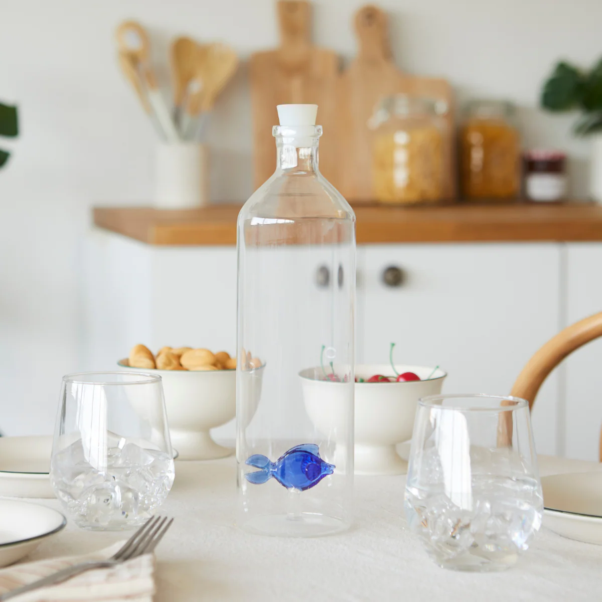 Bouteille Atlantis Blue fish en verre borosilicate - 1,2 L - Image 3