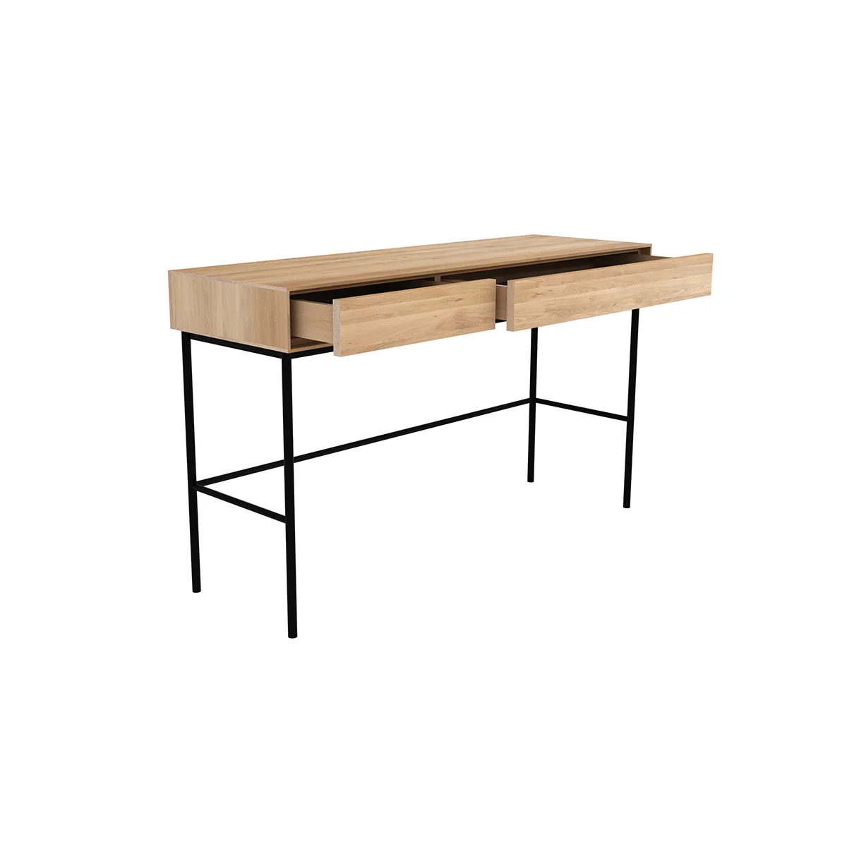 Bureau Whitebird en chêne verni - 2 Tiroirs - Image 3