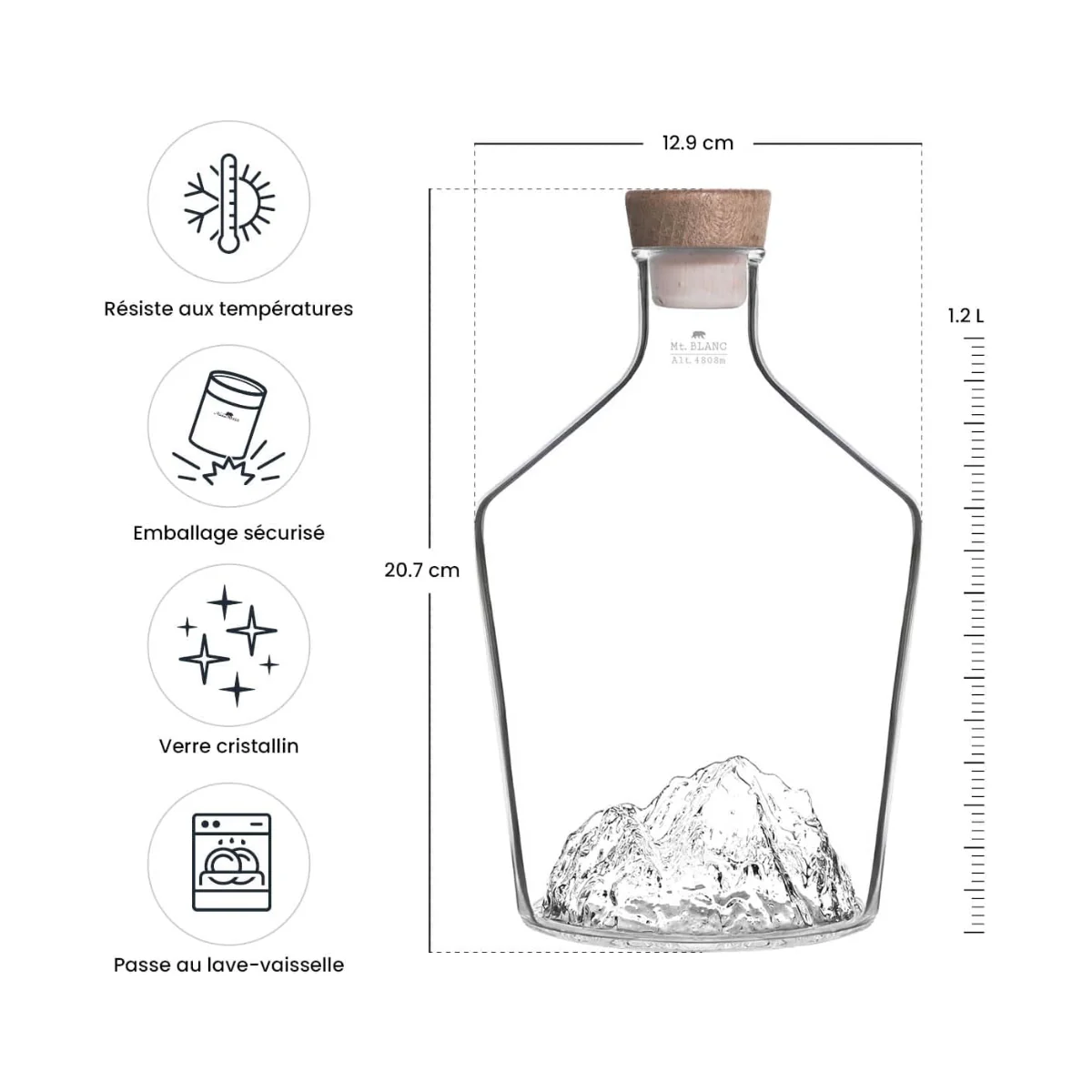 Carafe à spiritueux Topographique Mont Blanc - Image 3