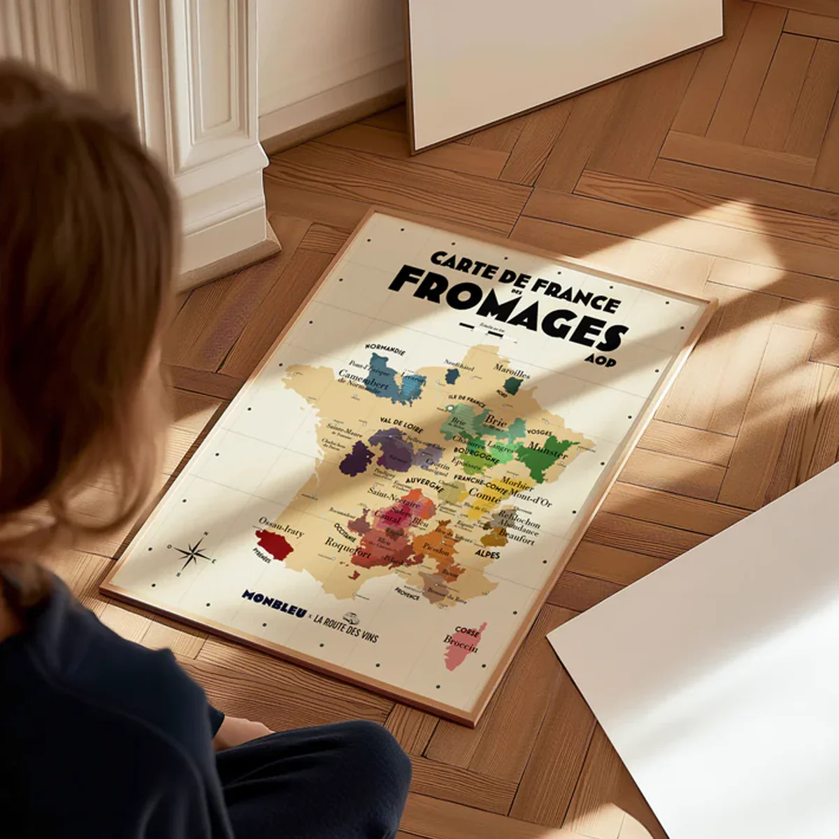 Carte de France des fromages AOP - 30 x 40 cm - Ecru - Image 3