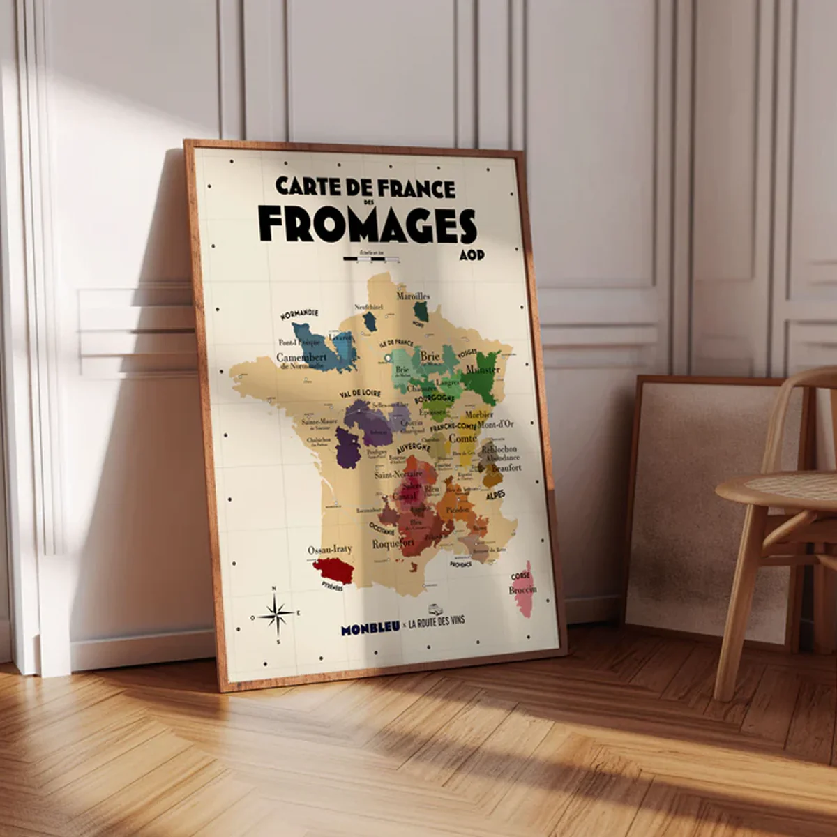 Carte de France des fromages AOP - 30 x 40 cm - Ecru - Image 4