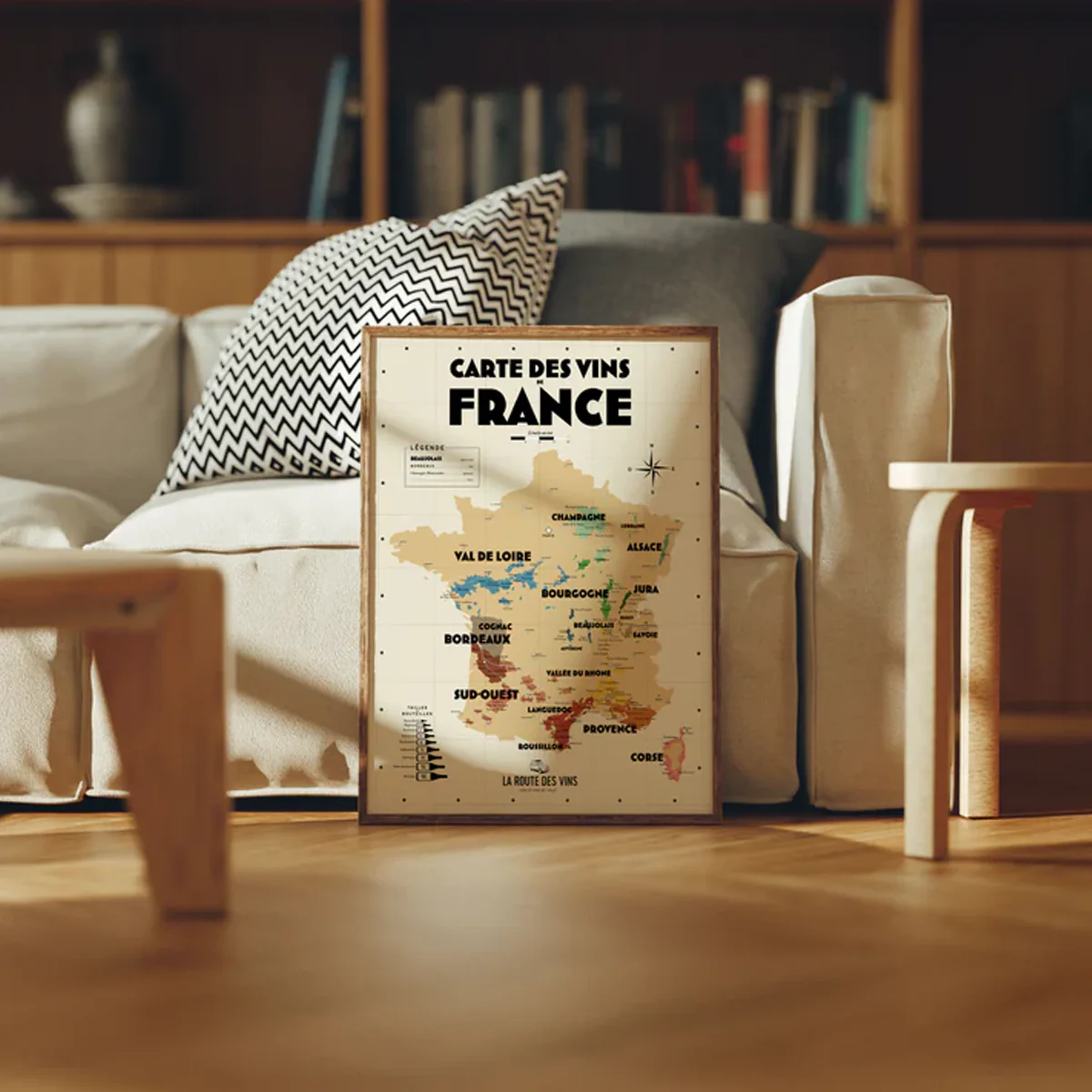Carte des Vignobles Français - 30 x 40 cm - Ecru - Image 3