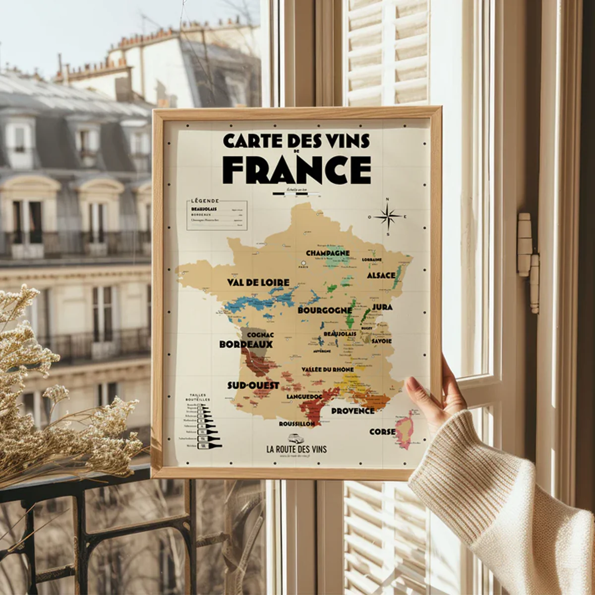 Carte des Vignobles Français - 30 x 40 cm - Ecru - Image 4