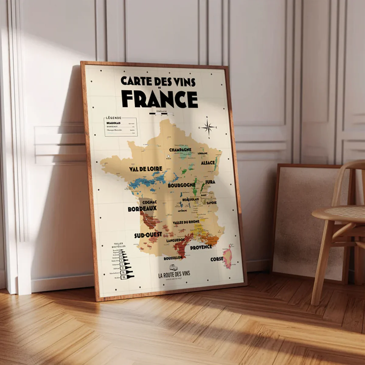 Carte des Vignobles Français - 30 x 40 cm - Ecru - Image 5