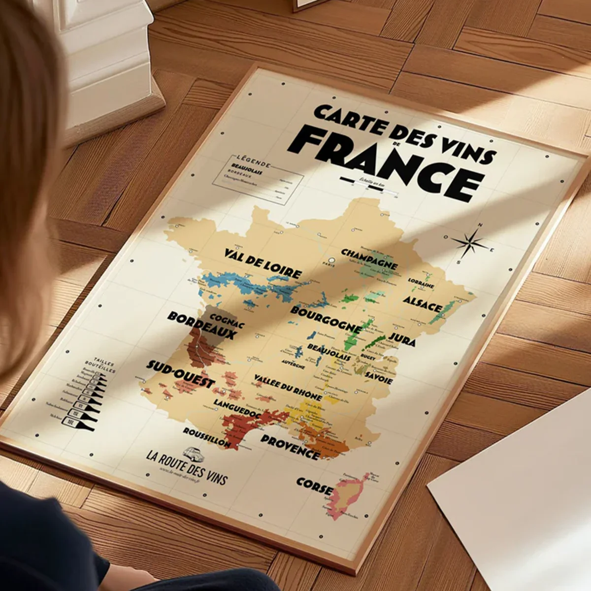 Carte des Vignobles Français - 30 x 40 cm - Ecru - Image 6
