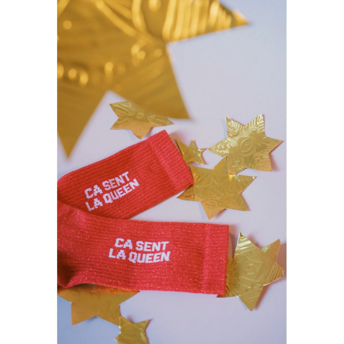 Chaussettes ça sent la queen - 36/40 - Rouge paillettes - Image 2