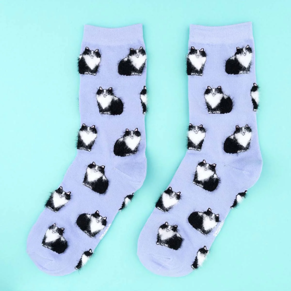 Chaussettes Chat Noir & Blanc - Violet - Image 4