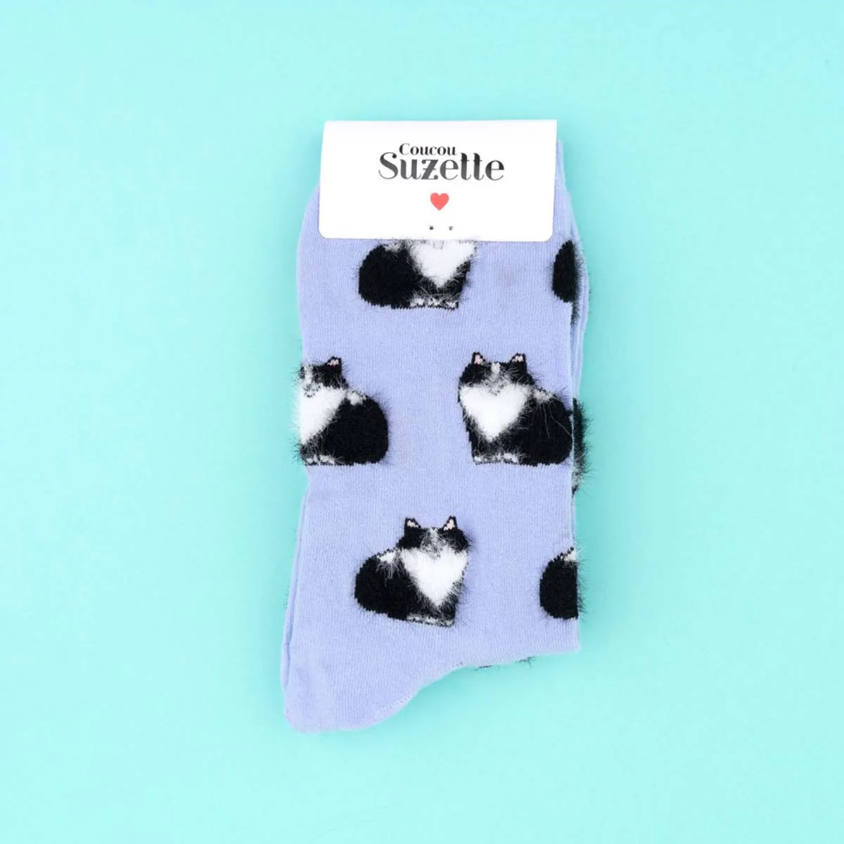 Chaussettes Chat Noir & Blanc - Violet - Image 5