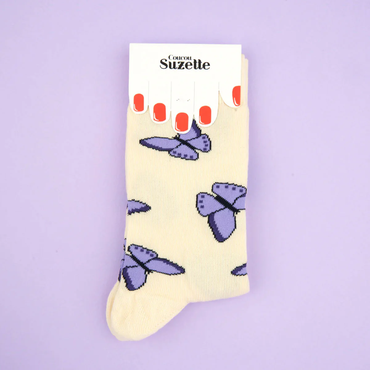 Chaussettes Papillon - Mauve - Image 4