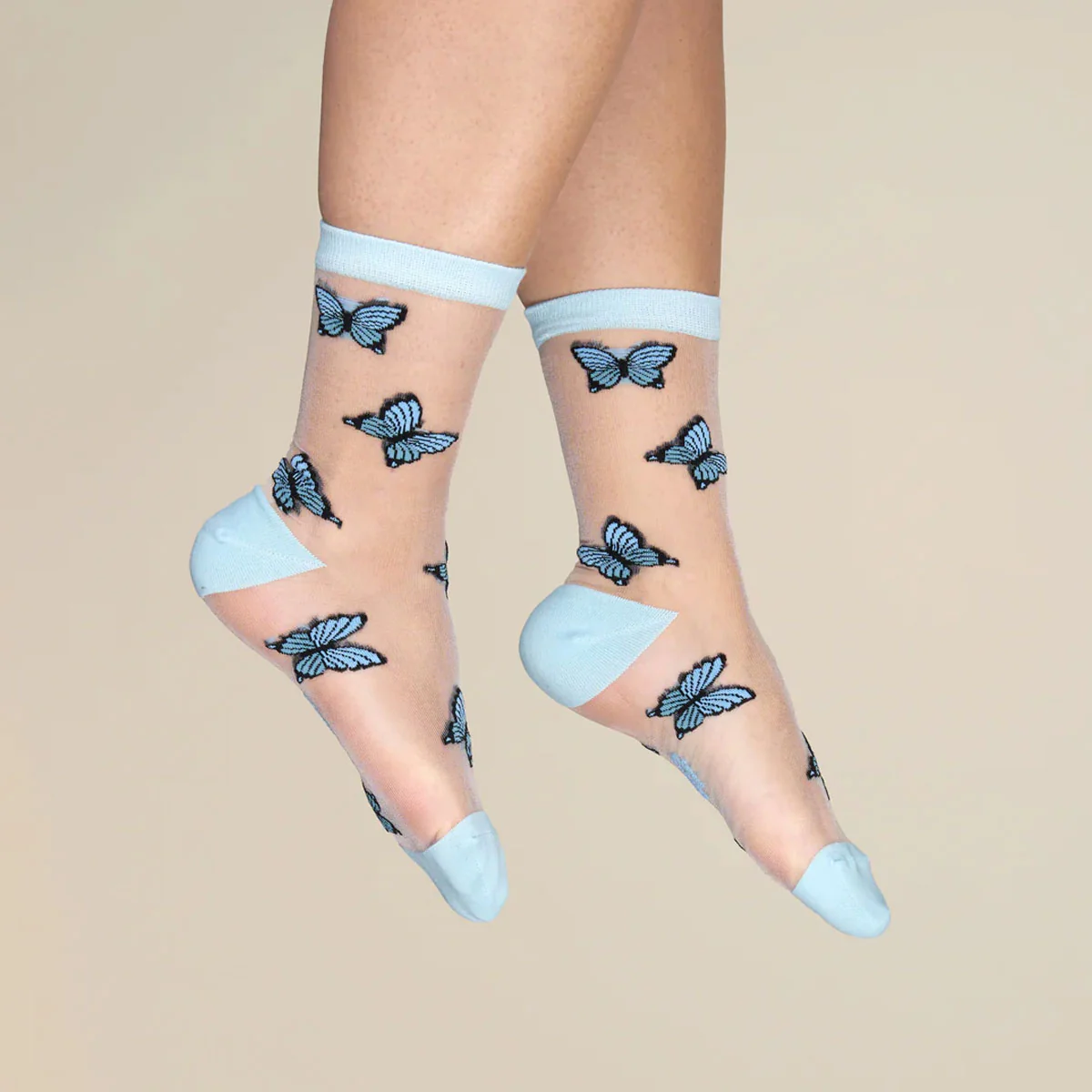 Chaussettes Transparentes Papillon - Bleu - Image 3