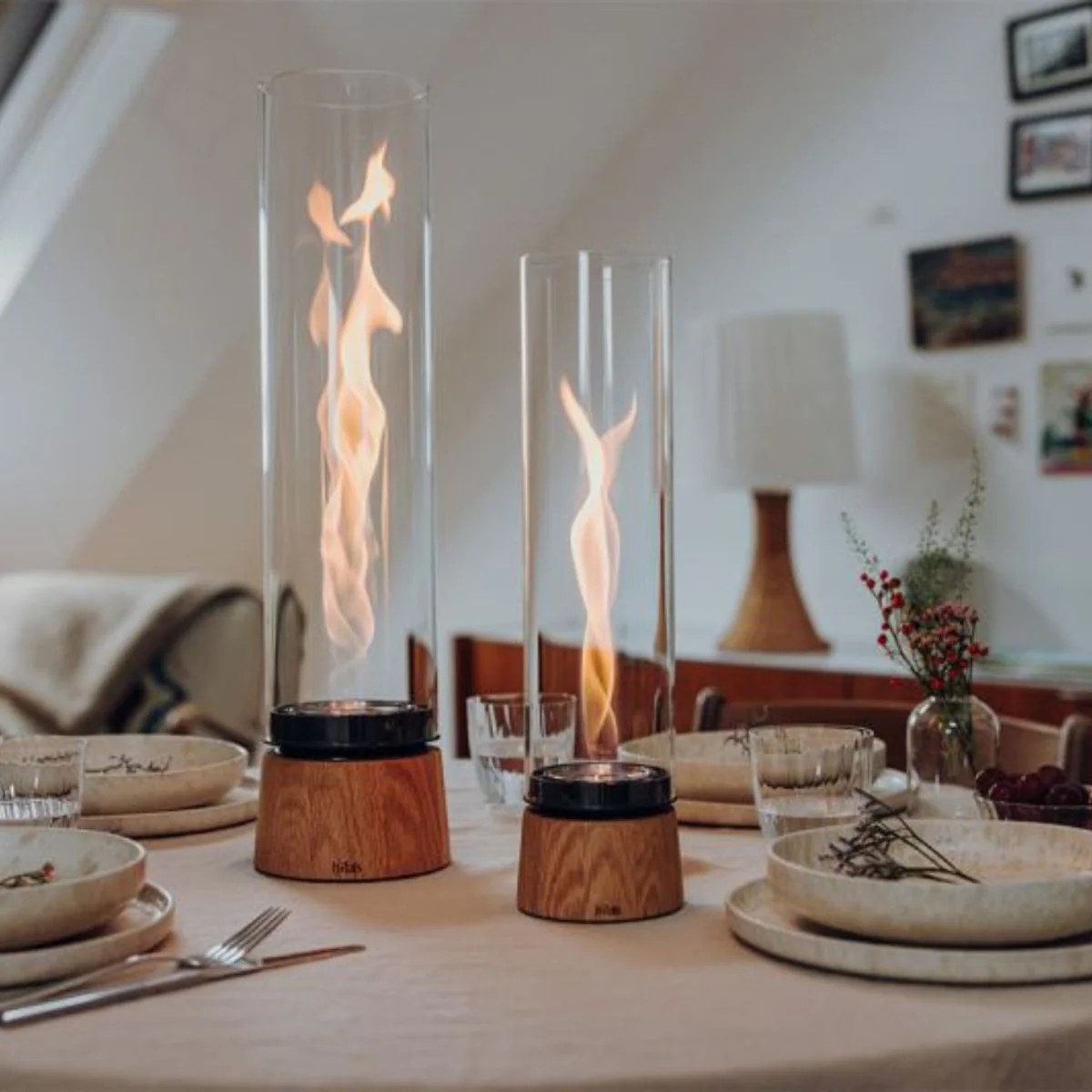 Cheminée / Feu de table Spin Air 900 - Ø 10.6 x 40.5 cm - Chêne - Image 3