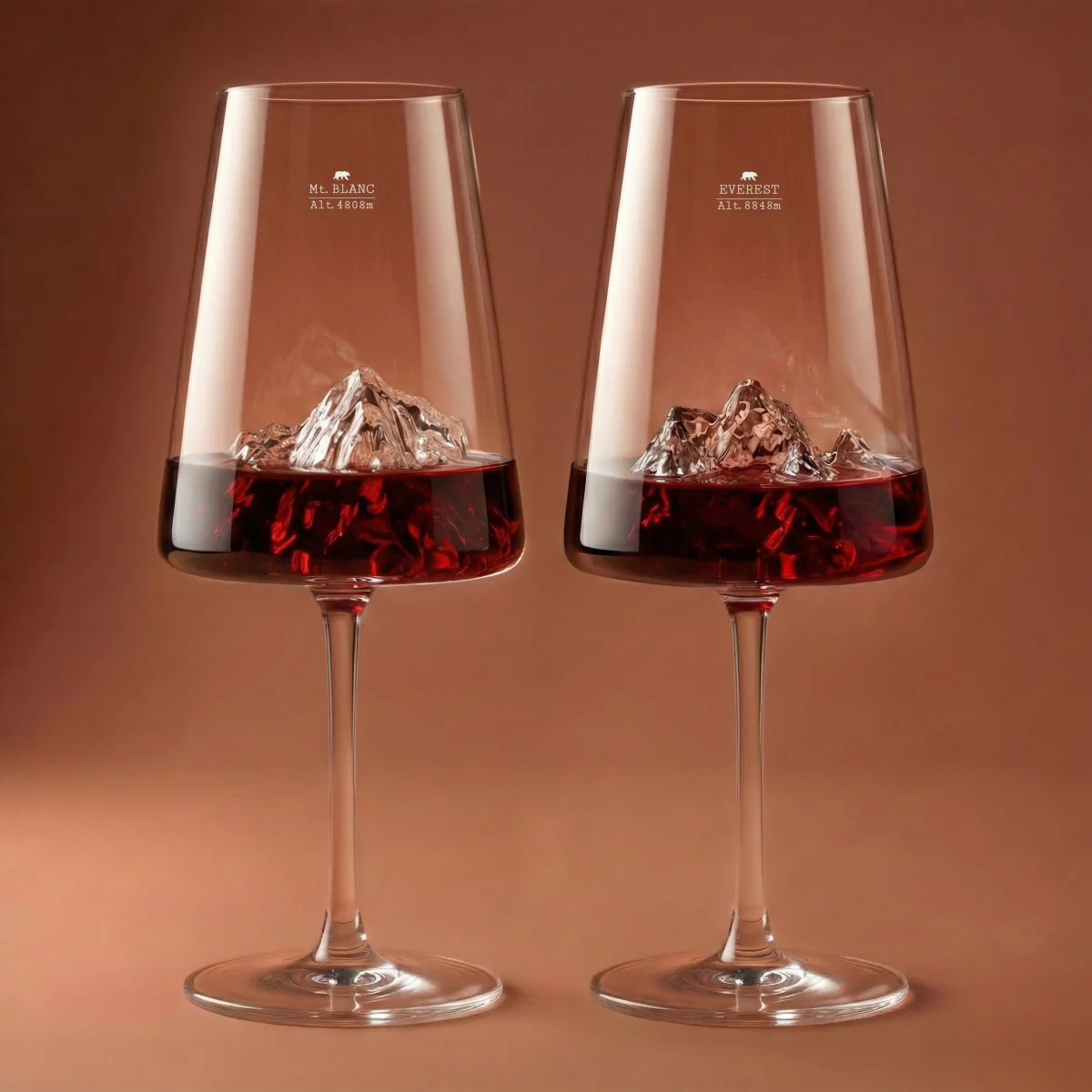 Coffret 2 Verres à vin topographic Mont Blanc & Everest - Image 2