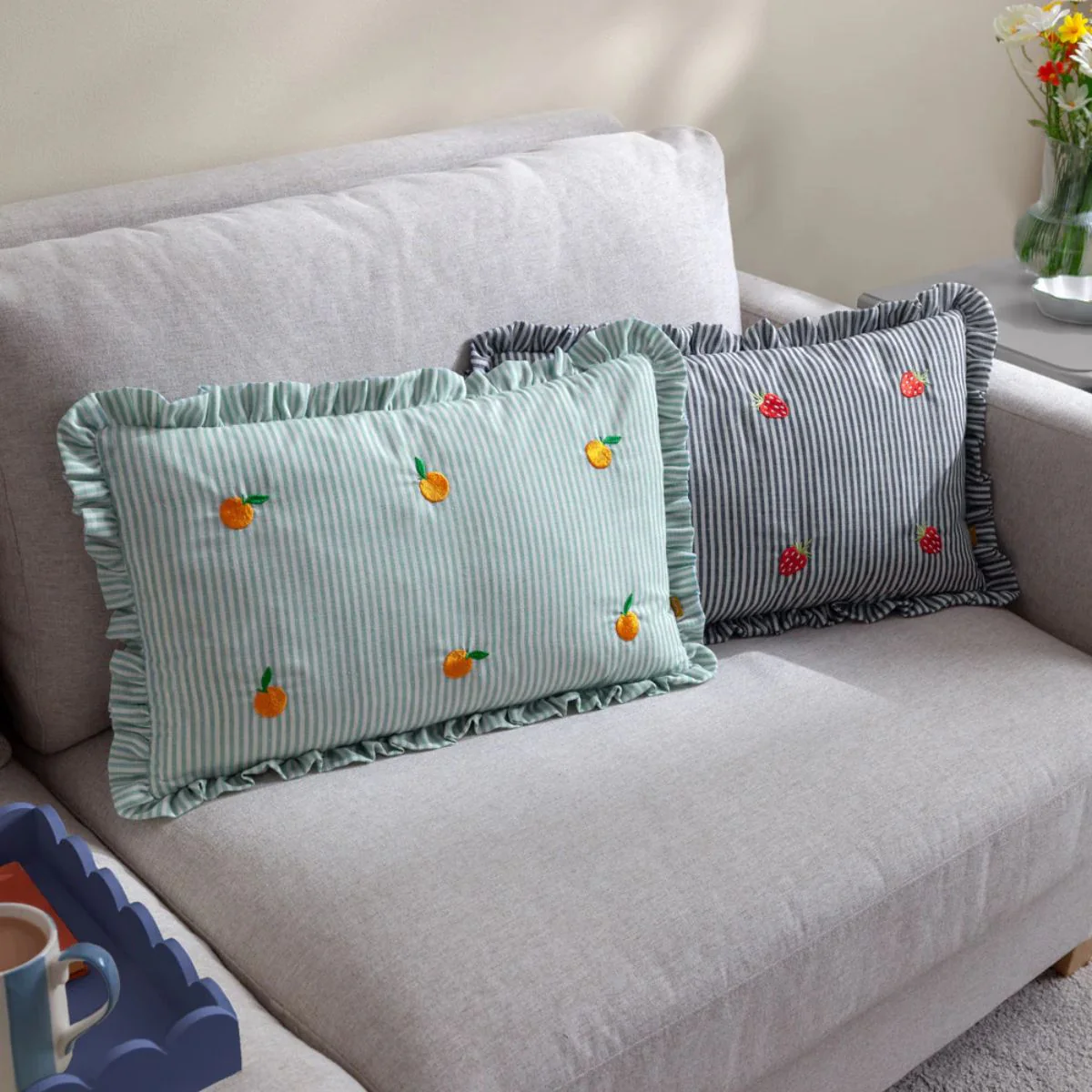 Coussin Les fruités brodé Oranges - 30 x 50 cm - Image 3