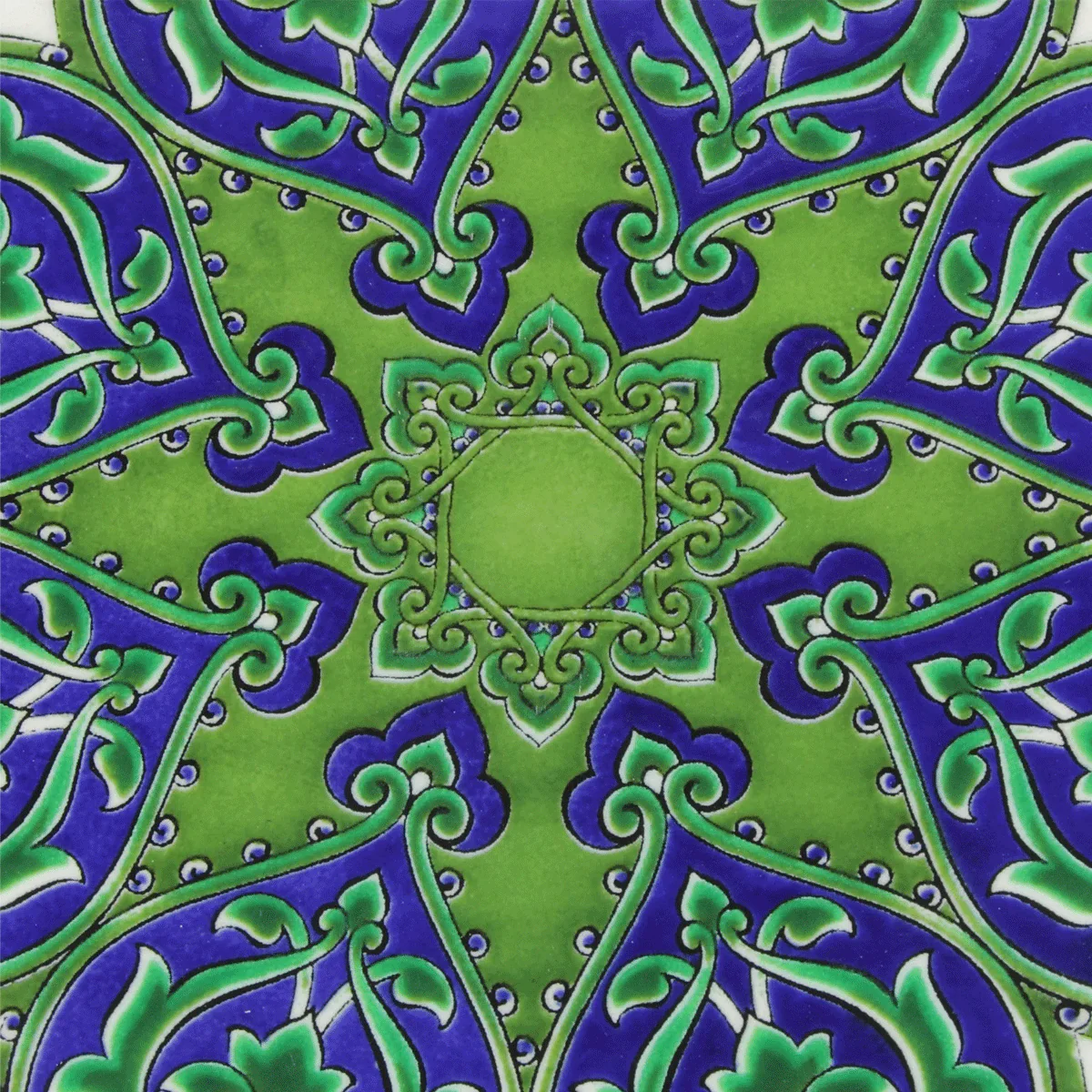 Dessous de Plat Fleur en Céramique - Bleu et Vert - Image 2