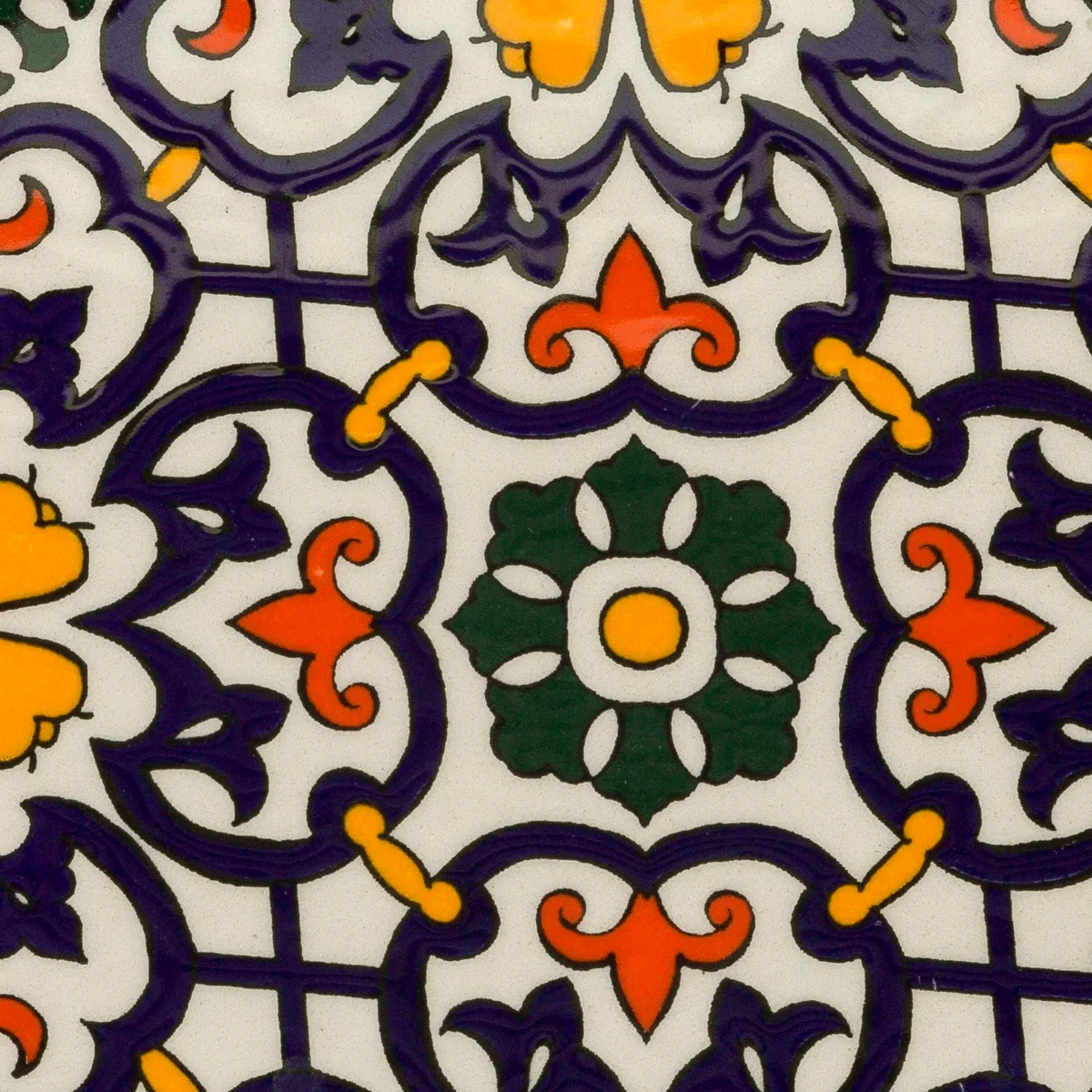 Dessous De Plat Rond en Céramique - Orange et Bleu - Image 2