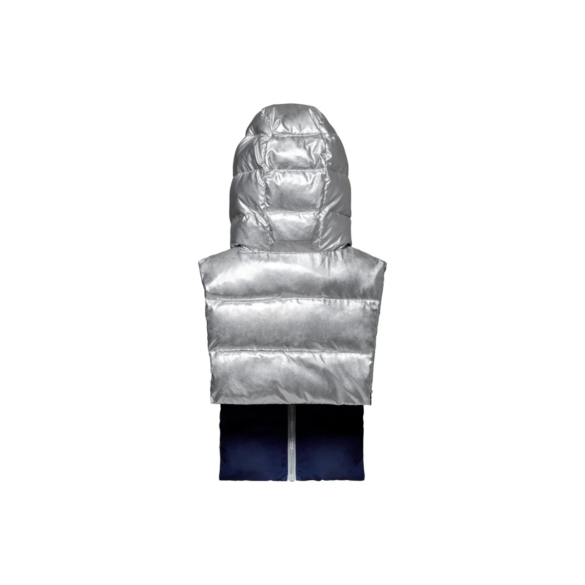 Doudoune Capuche - argentée réversible bleu marine - Image 4