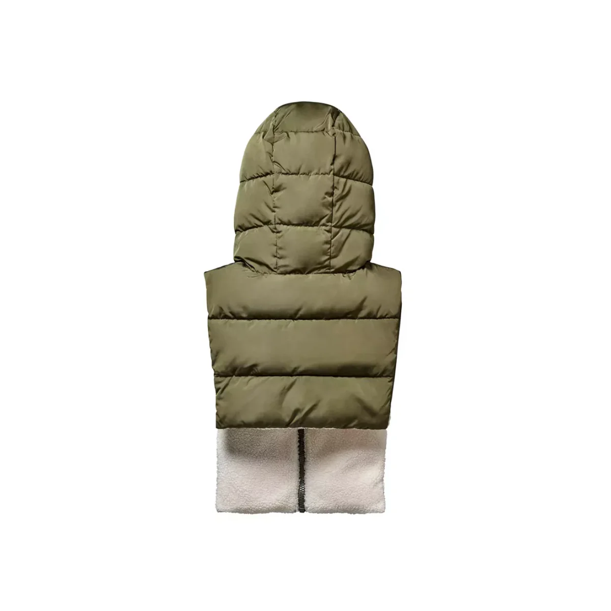 Doudoune Capuche - Kaki et écru effet mouton - Image 3