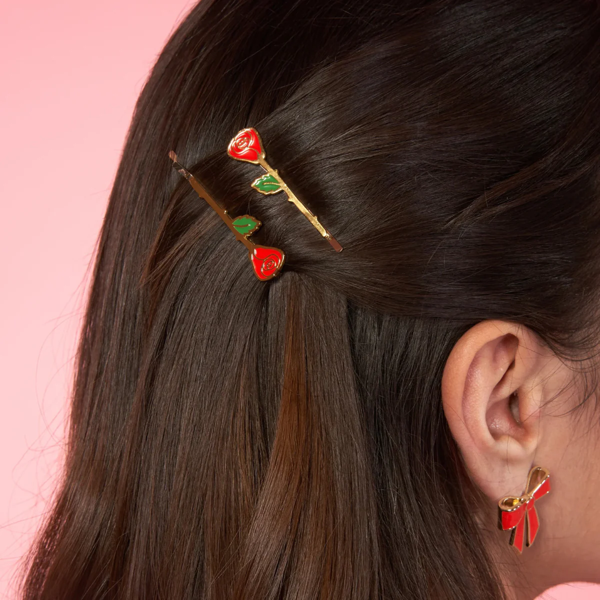 Duo Barrettes fines Roses - Image 2