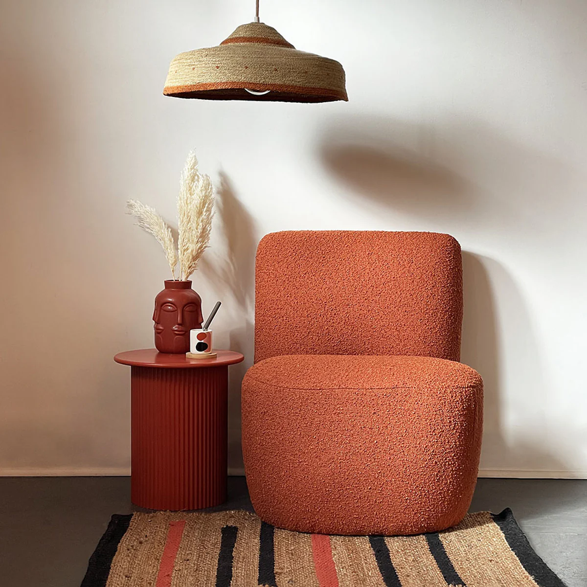Fauteuil Eve Tissu Bouclette - Rouille - Image 2