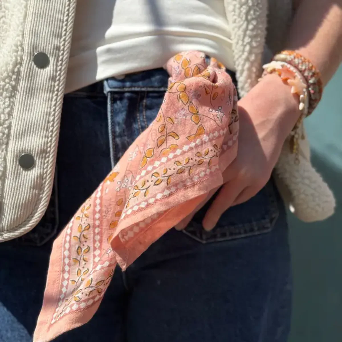 Foulard Kid Cagliari Rose - Image 5