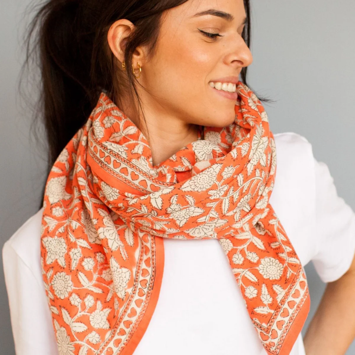 Grand Foulard Latika - Coeur - Image 2