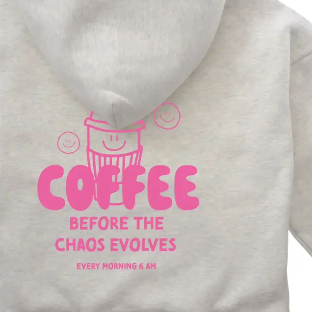Hoodie Adulte Coffee Before Chaos Pink - Image 3