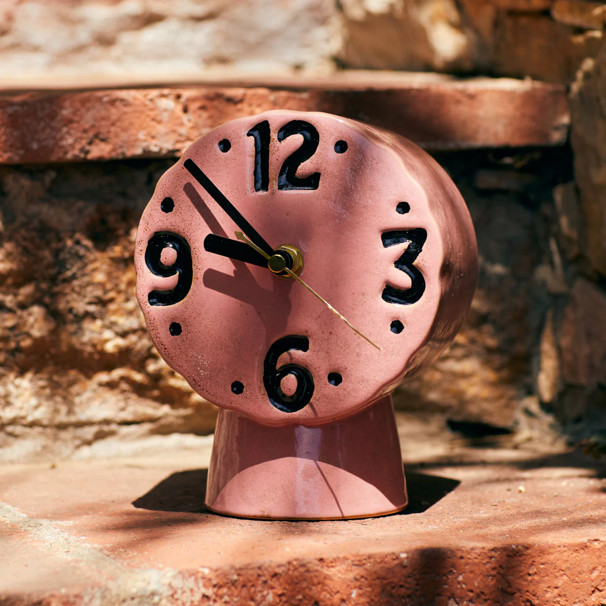 Horloge Rétro en céramique - h 16,2 cm - Rose - Image 2