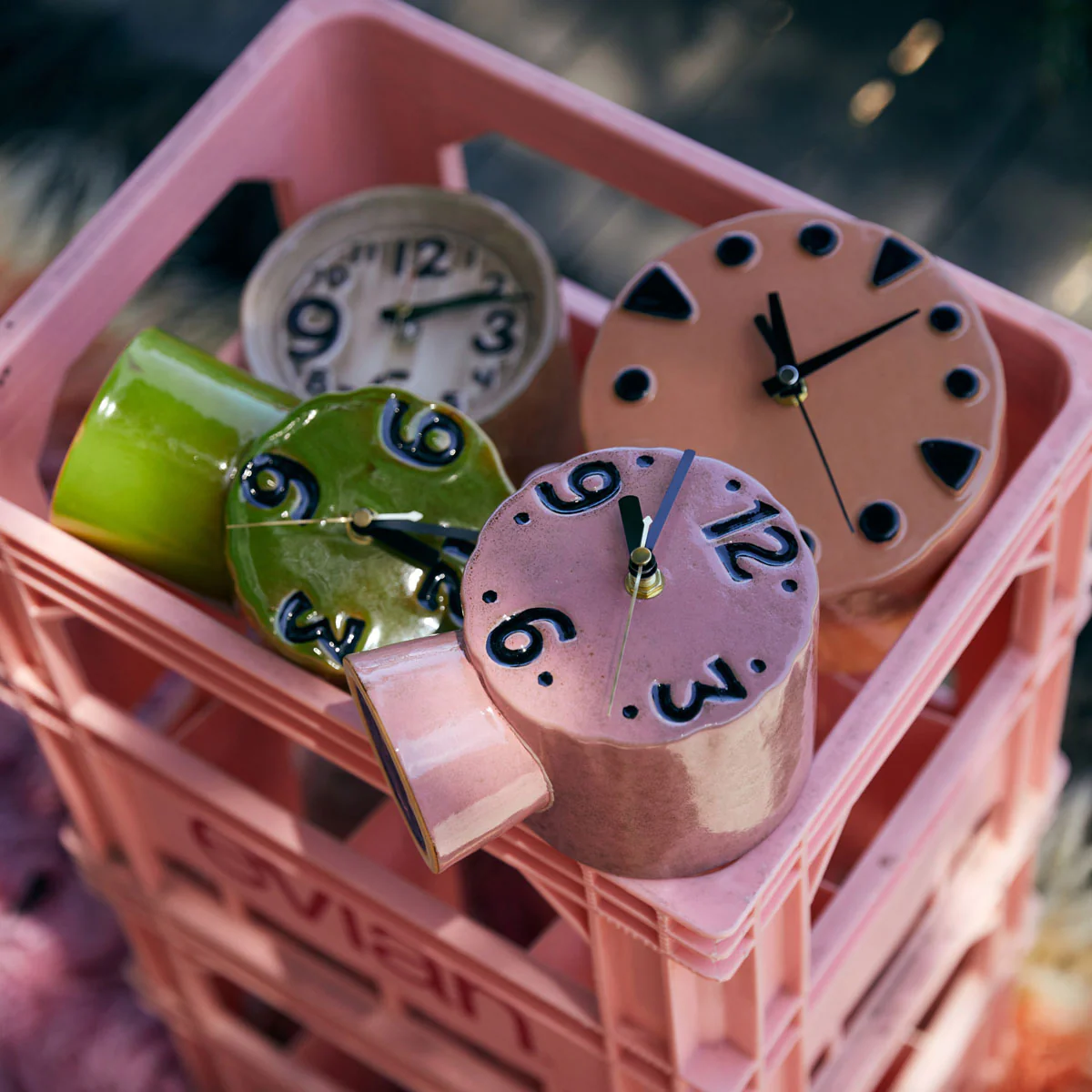Horloge Rétro en céramique - h 16,2 cm - Rose - Image 3