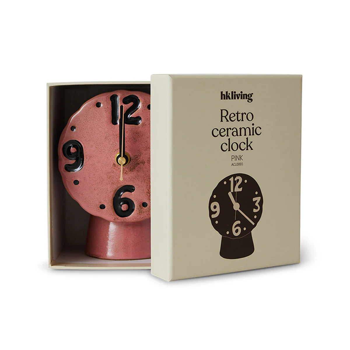 Horloge Rétro en céramique - h 16,2 cm - Rose - Image 7