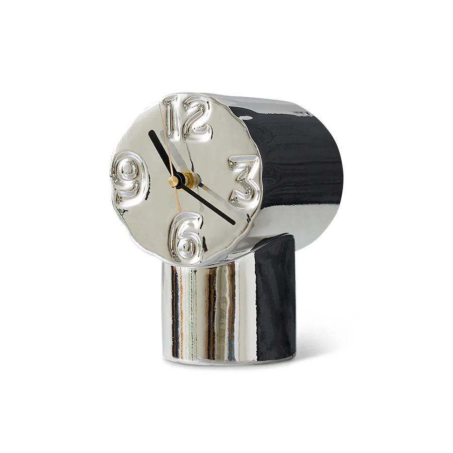 Horloge Rétro en céramique - h 17,5 cm - Chrome - Image 3