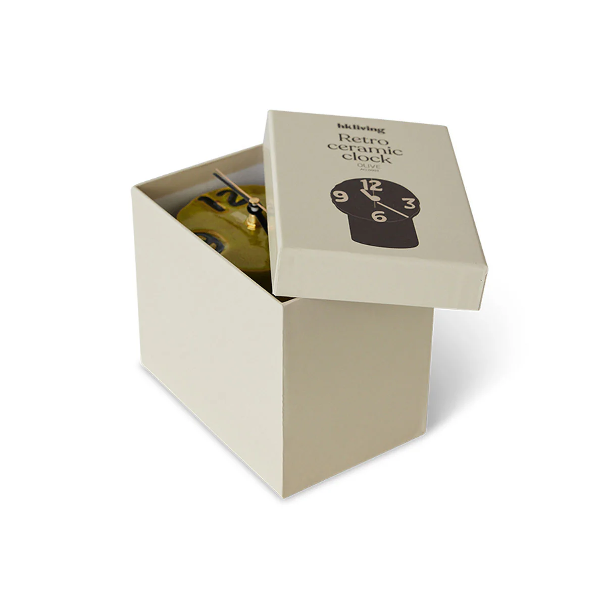 Horloge Rétro en céramique - h 17,5 cm - Olive - Image 9