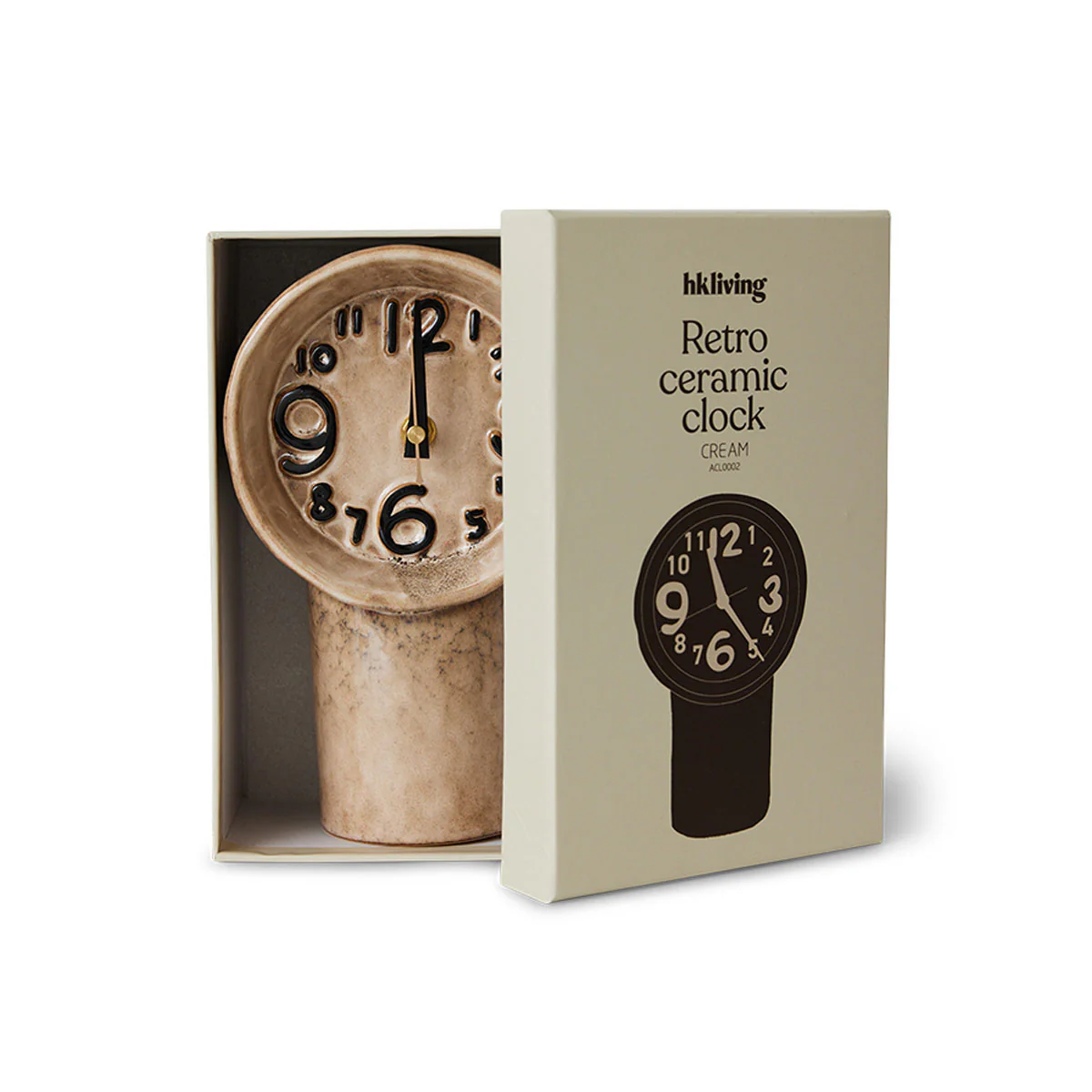 Horloge Rétro en céramique - h 23,5 cm - Crème - Image 7