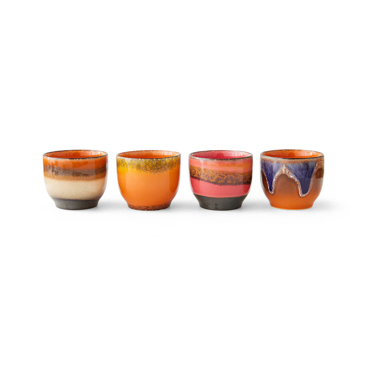 Lot de 4 Tasses à Café Java en Céramique 70'S - 8 x 7 cm - Image 4