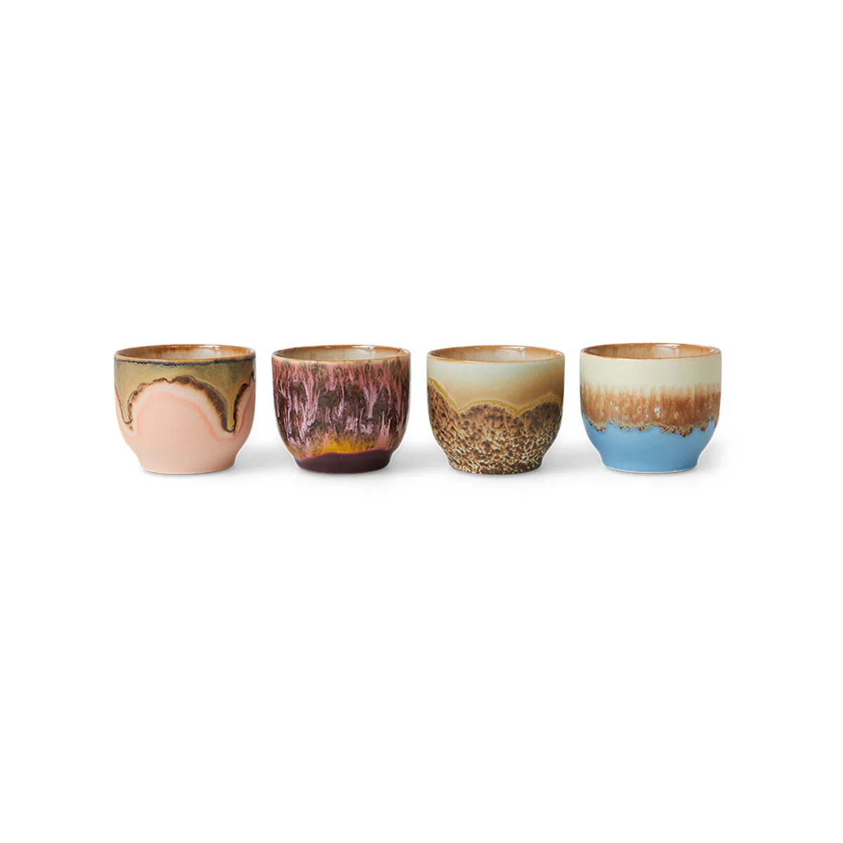 Lot de 4 Tasses à Cafe Lagoon en Céramique 70'S - 8 x 7 cm - Image 2