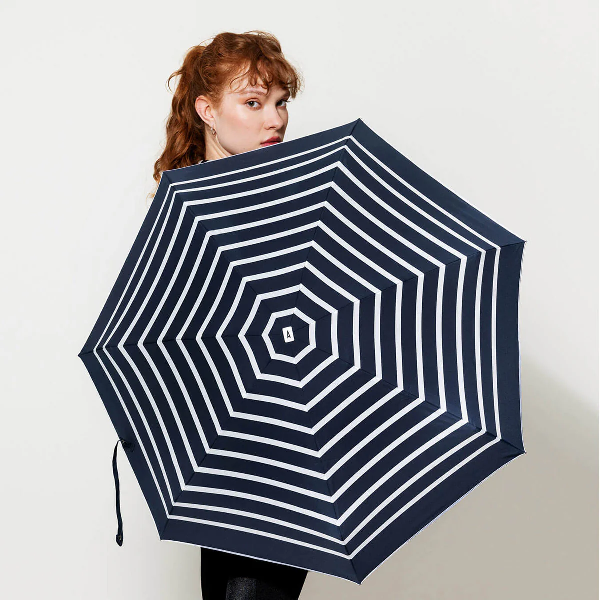 Mini Parapluie Pablo - Marinière Bleu marine & rayures blanches - Image 2