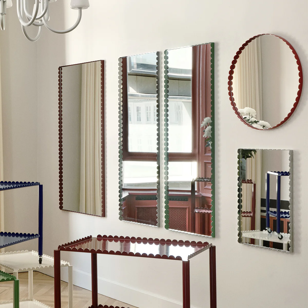 Miroir Arcs Rond - Ø 60 cm - Rouge - Image 3