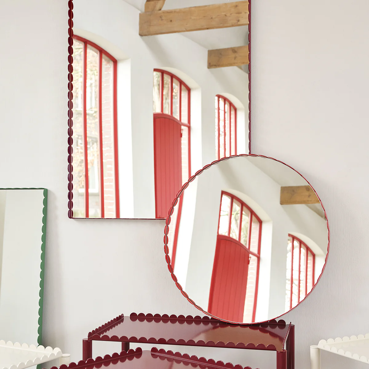 Miroir Arcs Rond - Ø 60 cm - Rouge - Image 4