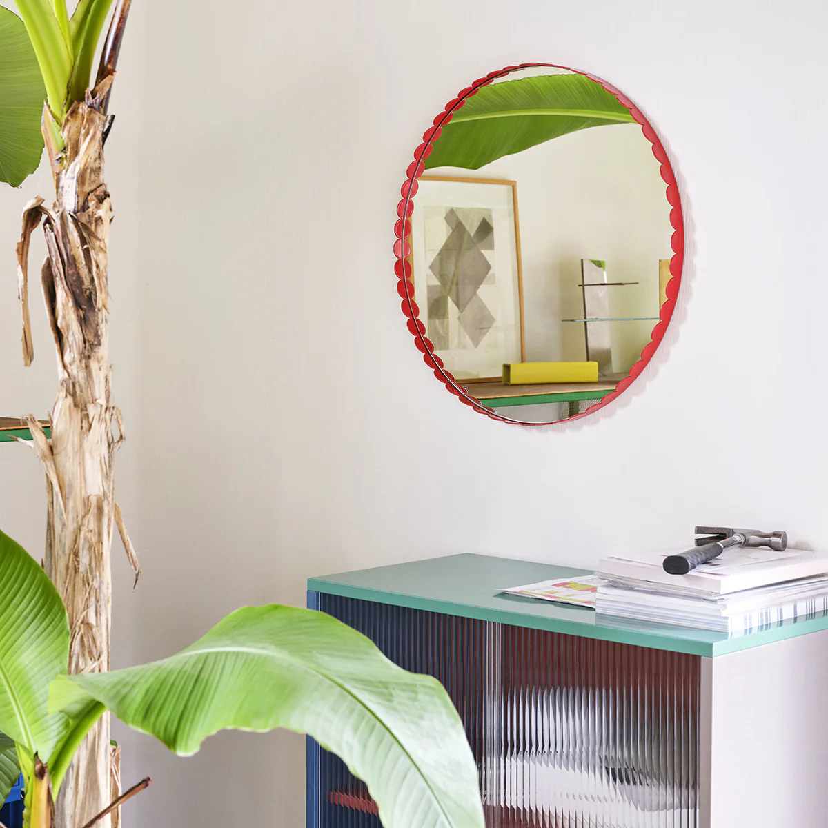 Miroir Arcs Rond - Ø 60 cm - Rouge - Image 6