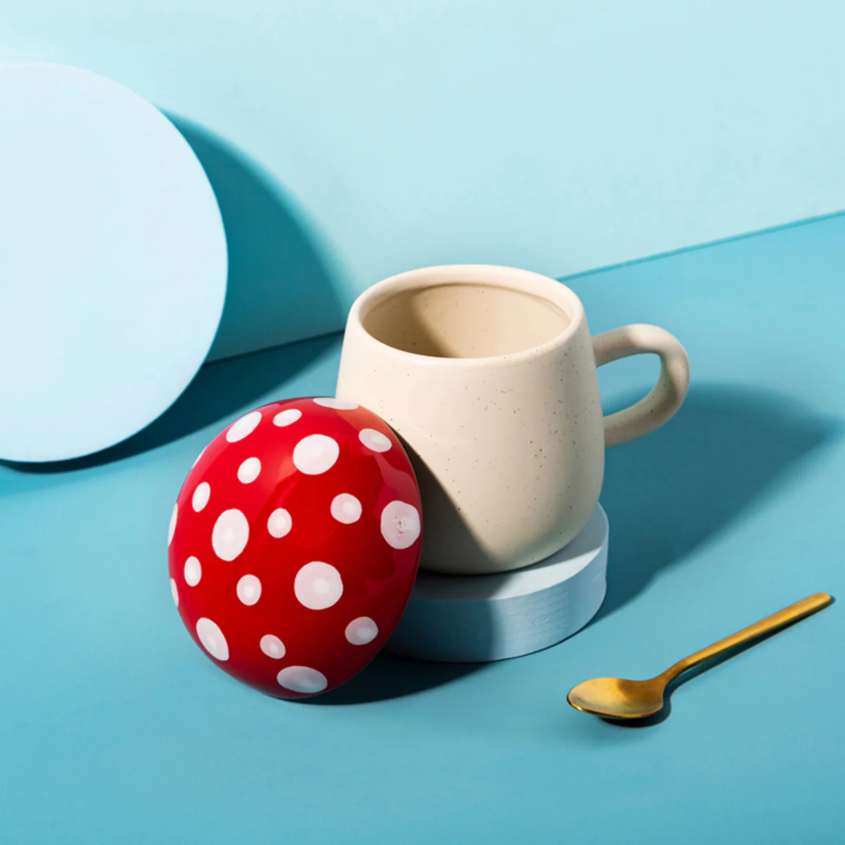 Mug Champignon Avec Couvercle - Rouge - Image 3