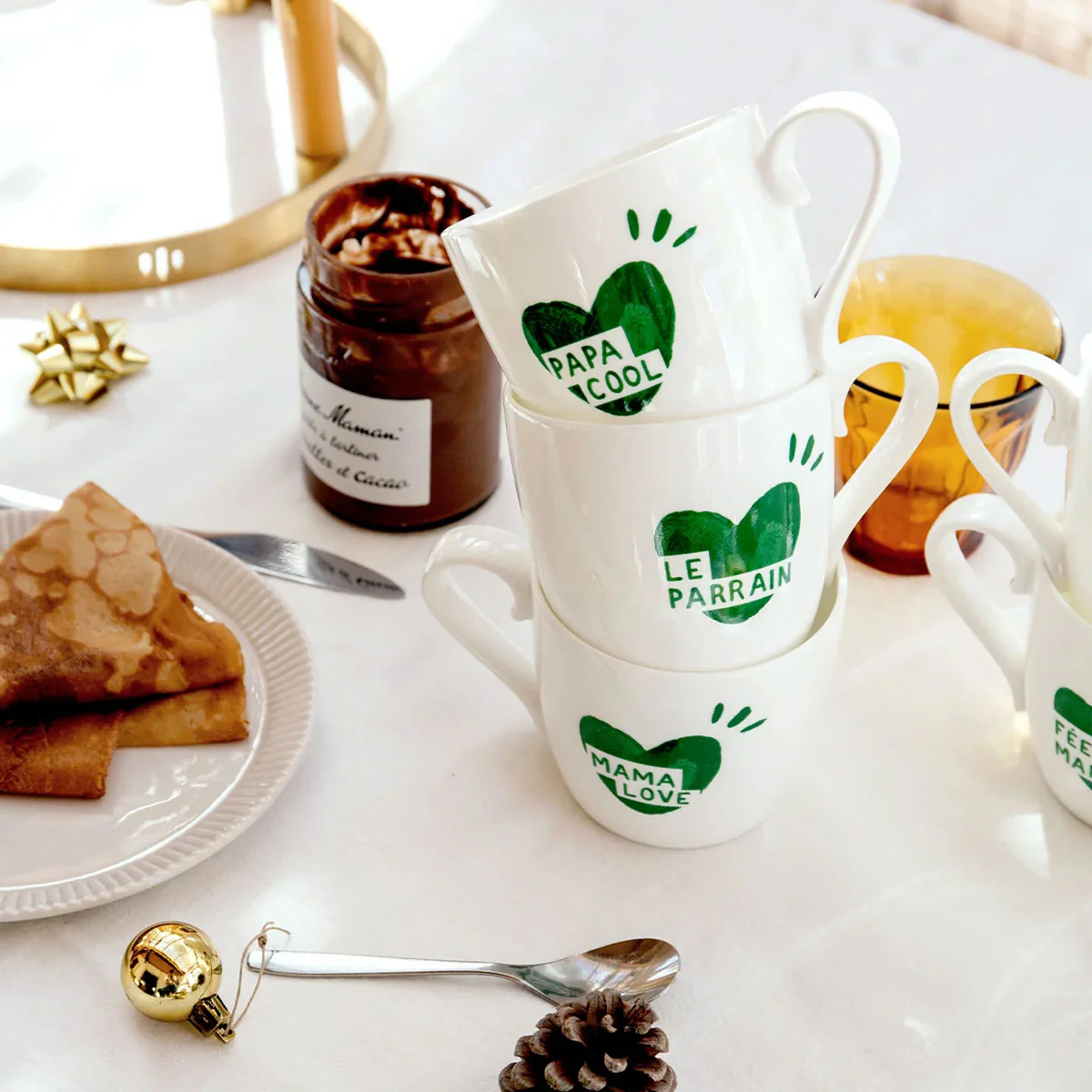 Mug Coeur Papa Cool - Vert Sapin - Image 3