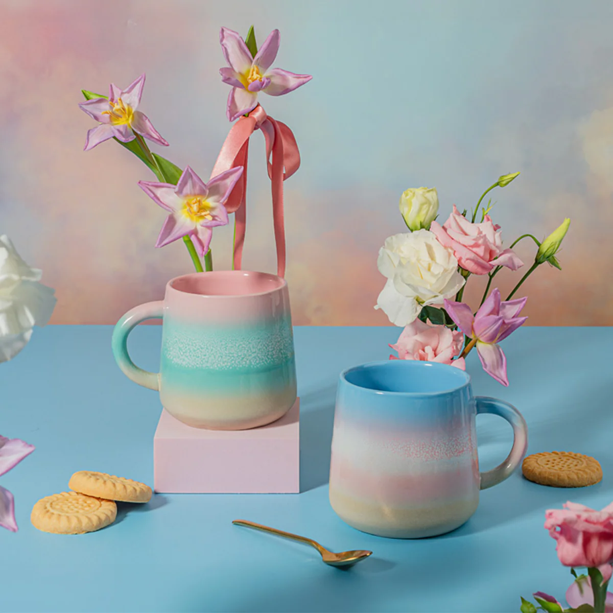 Mug Pastel Ombre Rose/Vert - Image 3