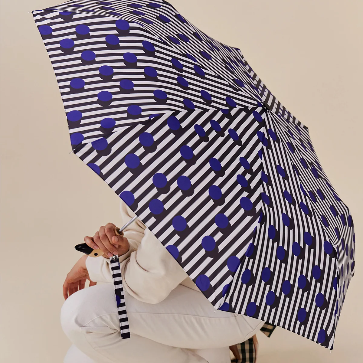 Parapluie à manche Tête de Canard - Polka Stripe - Image 3