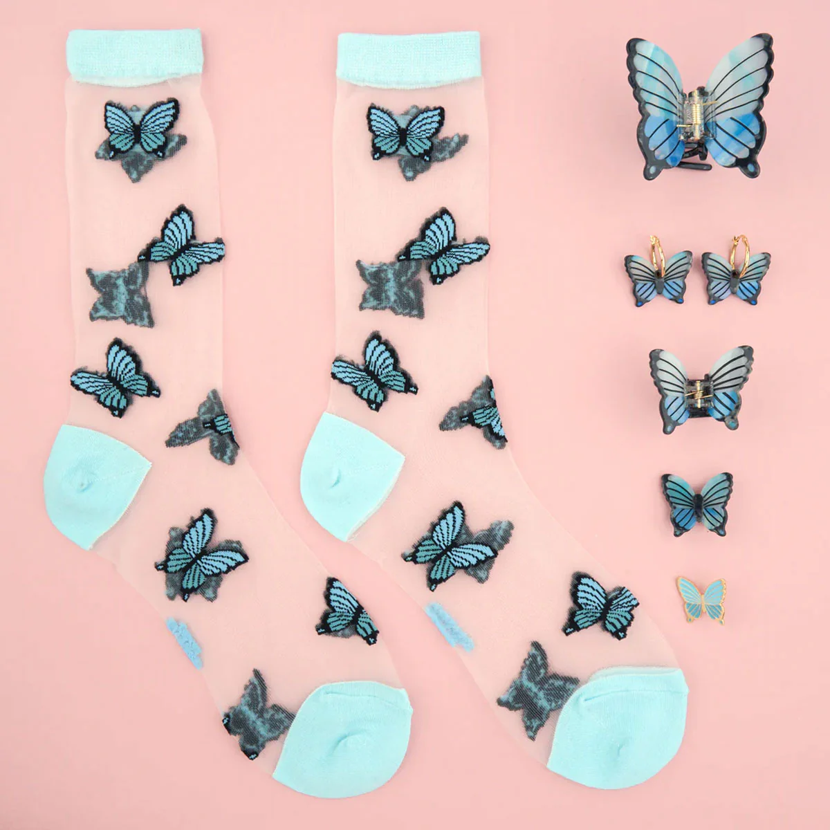 Pince à Cheveux Papillon - Bleu - Image 6