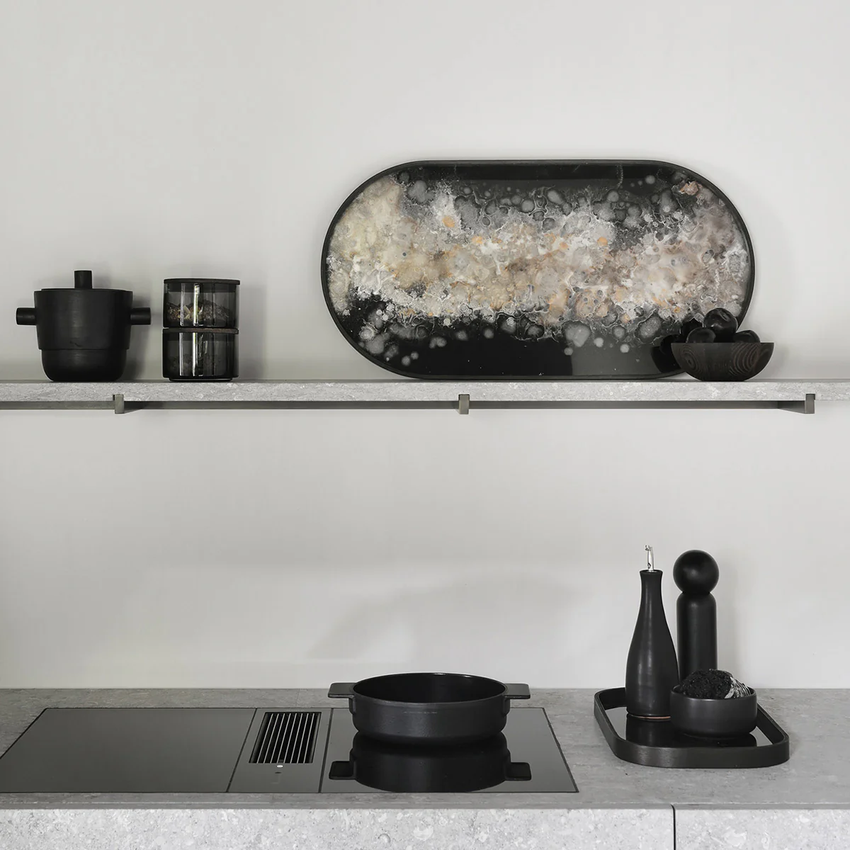 Plateau ovale en verre Black Organic - Image 3